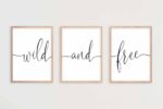 Wild and Free, Set of 3 Prints, Minimalist Art, Home Wall Decor, Multiple Sizes
