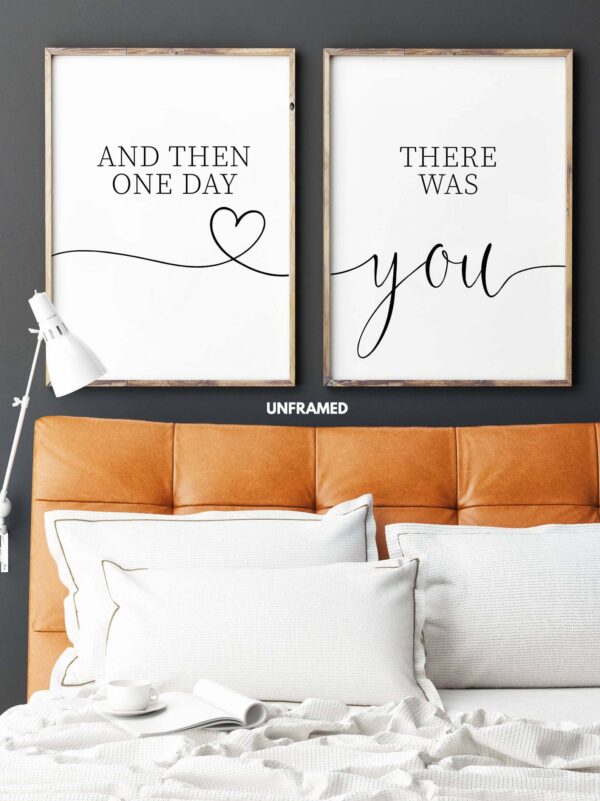 And Then One Day There Was You, Set of 2 Prints, Minimalist Art, Typography Art, Wall Art, Multiple Sizes, Home Wall Art Decor