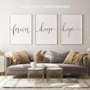 Forever Choose Hope, Set of 3 Prints, Inspirational Quotes, Minimalist Art, Home Wall Decor, Typography Art, Wall Art, Multiple Sizes