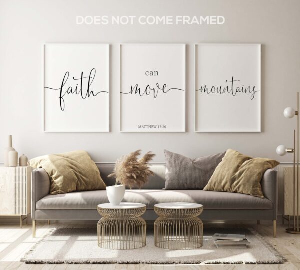 Faith Can Move Mountains, Set of 3 Prints, Minimalist Art, Home Wall Decor, Multiple Sizes
