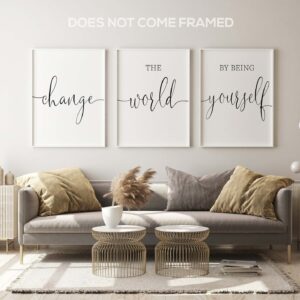 Change The World By Being Yourself, Set of 3 Prints, Minimalist Art, Home Wall Decor, Multiple Sizes