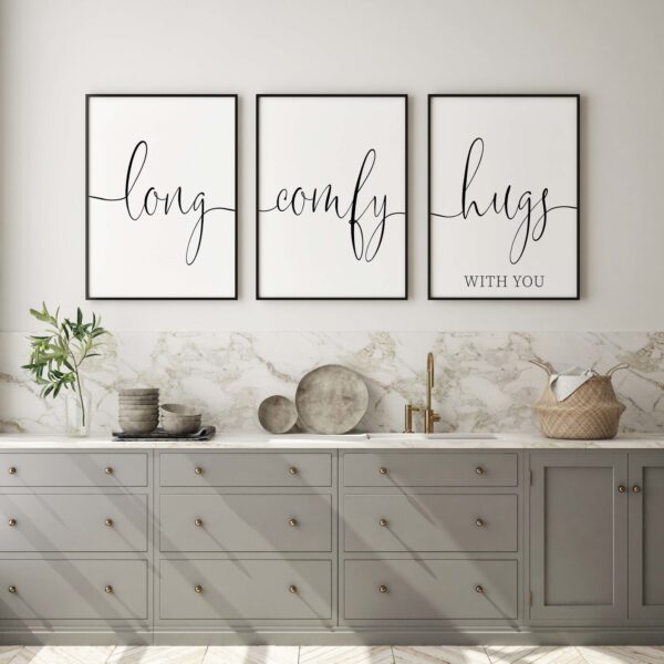 Long Comfy Hugs With You, Set of 3 Prints, Minimalist Art, Home Wall Decor, Multiple Sizes