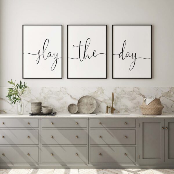 Slay The Day, Set of 3 Prints, Motivational Quotes, Minimalist Art, Home Wall Decor, Typography Art, Wall Art, Multiple Sizes