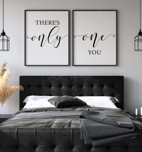 Theres Only One You Wall Art, Set of 2 Prints, Couple Love Quote Minimalist Art, Typography Wall Art, Multiple Sizes, Home Wall Art Decor