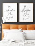 The Harder You Work Quote Wall Art, Set of 2 Prints, Minimalist Art, Typography Art, Office Wall Art, Multiple Sizes, Home Wall Art Decor