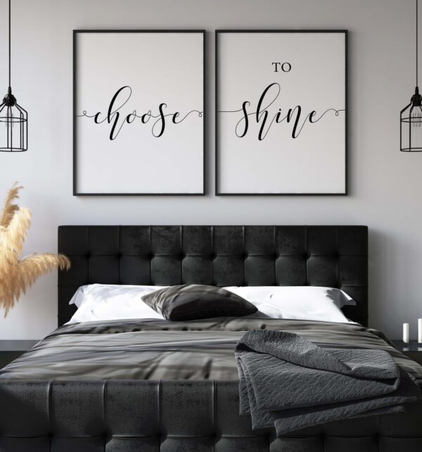 Choose To Shine Wall Art, Set of 2 Prints, Motivation Quotes, Minimalist Art, Typography Wall Art, Multiple Sizes, Home Wall Art Decor