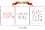Girls Rule, Set of 3 Prints, Minimalist Art, Bedroom Playroom Home Wall Decor, Cute Typography Art, Wall Art, Multiple Sizes