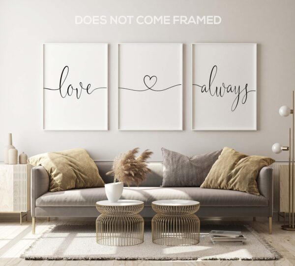 Love Always, Set of 3 Prints, Minimalist Art, Home Wall Decor, Multiple Sizes