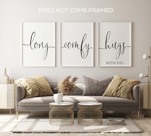 Long Comfy Hugs With You, Set of 3 Prints, Minimalist Art, Home Wall Decor, Multiple Sizes