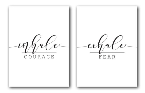 Inhale Courage Exhale Fear Wall Art, Set of 2 Prints, Life Quote Minimalist Art, Typography Wall Art, Multiple Sizes, Home Wall Art Decor
