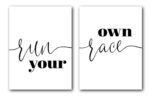 Run Your Own Race Wall Art, Set of 2 Prints, Typography, Minimalist Quote Print, Multiple Sizes, Home Wall Art Decor
