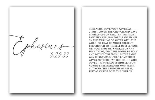 Ephesians 5:25-33, Set of 2 Prints, Multiple Sizes, Home Wall Art Decor, Easter Quote