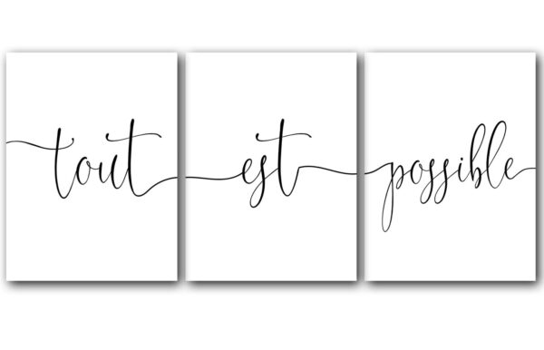 Anything Is Possible, tout est possible, Set of 3 Prints, Minimalist Art, Home Wall Decor
