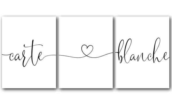 Complete Freedom, Carte Blanche, Set of 3 Prints, Minimalist Art, Home Wall Decor
