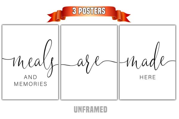 Meals and Memories, Set of 3 Poster Prints, Minimalist Art, Home Wall Decor, Multiple Sizes