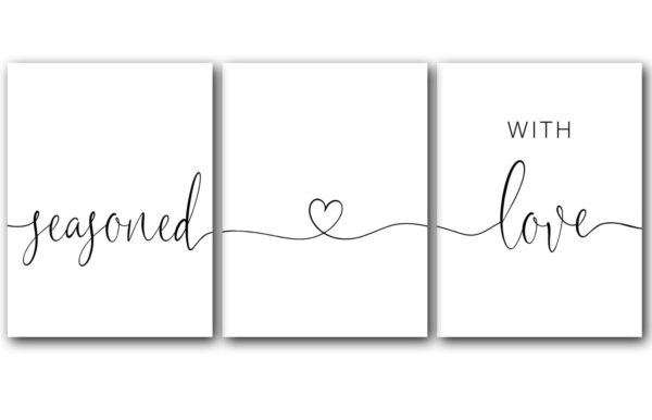 Seasoned With Love, Set of 3 Poster Prints, Minimalist Art, Home Wall Decor, Multiple Sizes