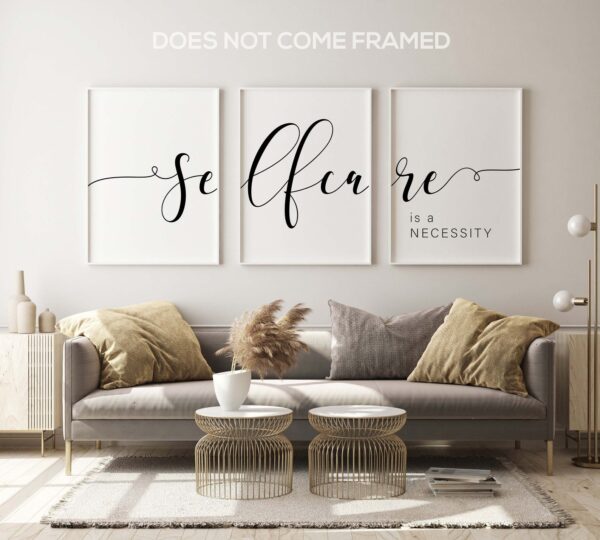 Self Care Is A Necessity, Set of 3 Poster Prints, Home Wall Art Decor