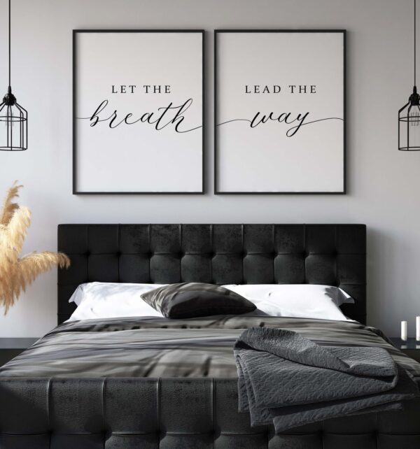 Let The Breath Lead The Way, Set of 2 Poster Prints, Minimalist Art, Home Wall Decor