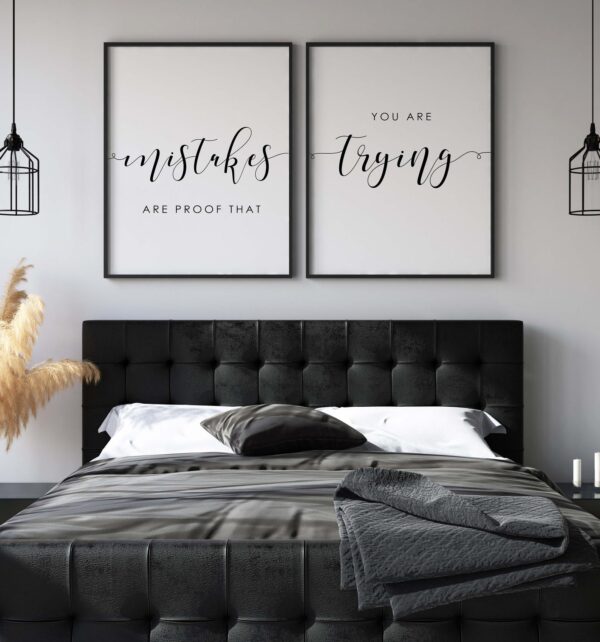 Mistake Are Proof You Are Trying, Set of 2 Poster Prints, Multiple Sizes, Home Wall Art Decor