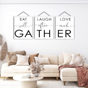 Eat Laugh Love Gather, Set of 3 Prints, Minimalist Art, Home Wall Decor, Multiple Sizes