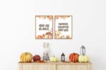 Autumn Leaves and Pumpkins Please, Set of 2 Poster Prints, Multiple Sizes, Home Wall Art Decor