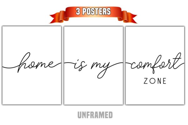 Home - Comfort Zone, Set of 3 Poster Prints, Minimalist Art, Home Wall Decor, Multiple Sizes