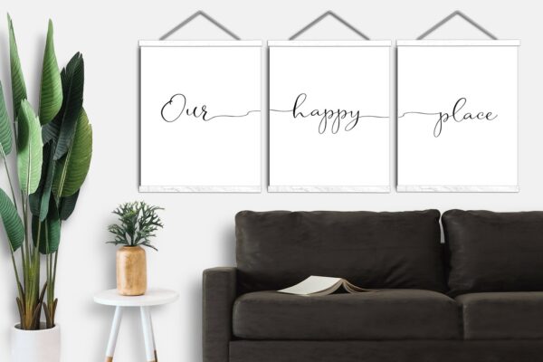 Our Happy Place, Set of 3 Prints, Minimalist Art, Home Wall Decor, Multiple Sizes