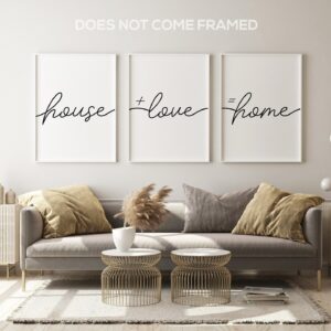 House Love Home, Set of 3 Poster Prints, Minimalist Art, Home Wall Decor, Multiple Sizes