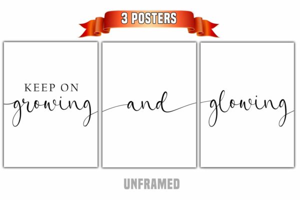 Growing and Glowing, Set of 3 Poster Prints, Minimalist Art, Home Wall Decor, Multiple Sizes
