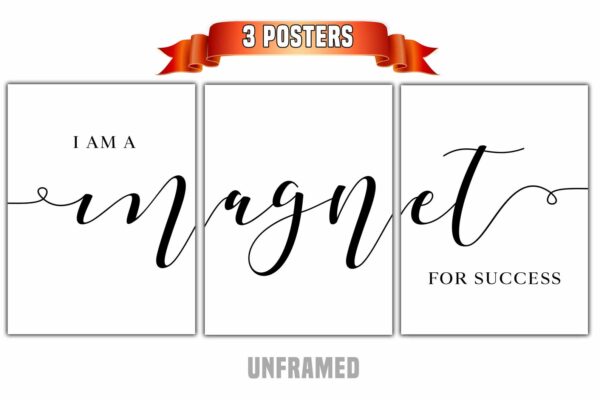 Magnet for Success, Set of 3 Poster Prints, Minimalist Art, Home Wall Decor, Multiple Sizes
