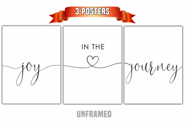 Joy In The Journey, Set of 3 Poster Prints, Minimalist Art, Home Wall Decor, Multiple Sizes