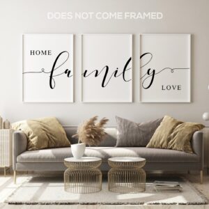 Home Family Love, Set of 3 Poster Prints, Minimalist Art, Home Wall Decor, Multiple Sizes