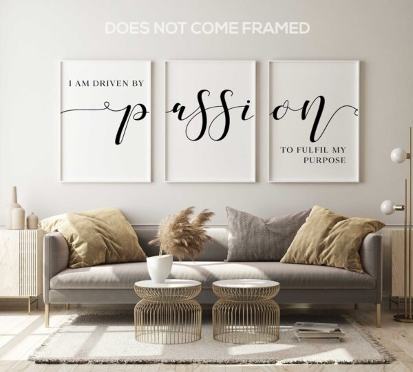 Driven by Passion, Set of 3 Poster Prints, Minimalist Art, Home Wall Decor, Multiple Sizes