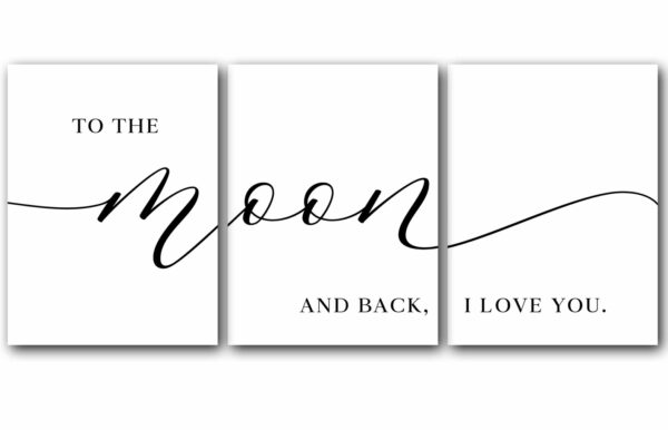 To The Moon and Back, Set of 3 Poster Prints, Minimalist Art, Home Wall Decor, Multiple Sizes