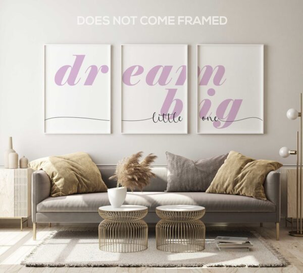 Dream Big Little One, Set of 3 Prints, Minimalist Art, Home Wall Decor, Multiple Sizes