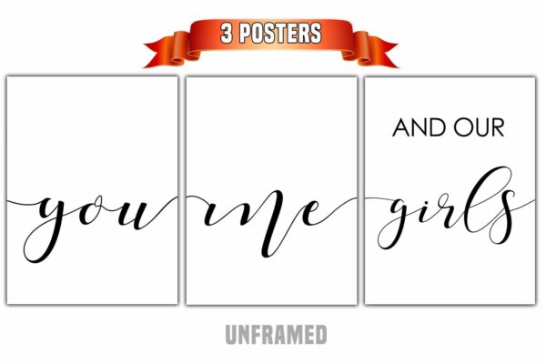 You Me and Our Girls, Set of 3 Prints, Minimalist Art, Home Wall Decor, Multiple Sizes