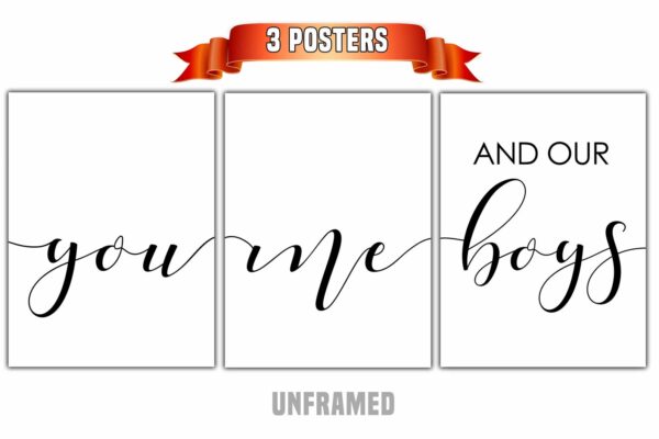 You Me and Our Boys, Set of 3 Prints, Minimalist Art, Home Wall Decor, Multiple Sizes