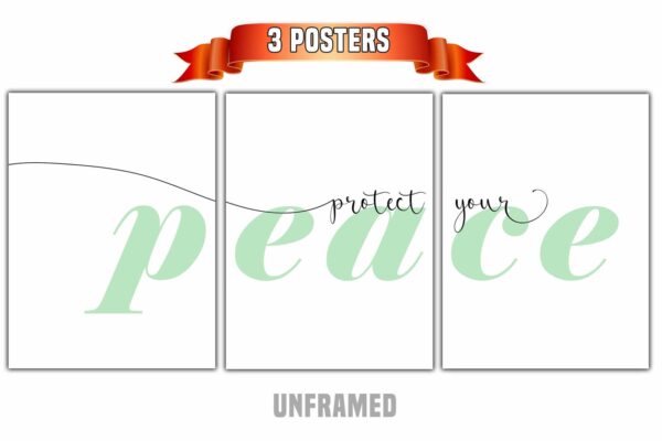 Protect Your Peace, Set of 3 Prints, Minimalist Art, Home Wall Decor, Multiple Sizes