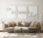 She Believed She Could So She Did, Set of 3 Prints, Minimalist Art, Home Wall Decor, Multiple Sizes