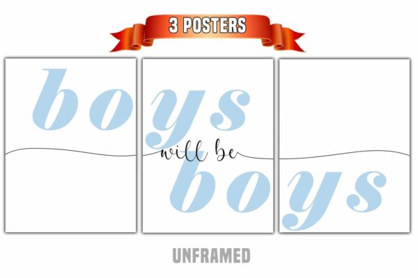Boys Will Be Boys, Set of 3 Prints, Minimalist Art, Home Wall Decor, Multiple Sizes
