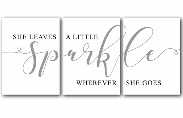 Leave A Little Sparkle Wherever She Goes, Set of 3 Prints, Minimalist Art, Home Wall Decor, Multiple Sizes