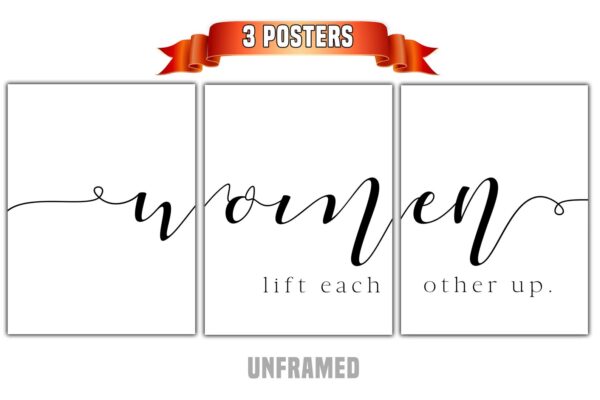 Women Lift Each Other, 3 Piece Poster Print, Minimalist Art, Home Wall Decor, Multiple Sizes