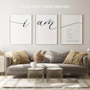 I Am, Affirmations, 3 Piece Poster Print, Minimalist Art, Home Wall Decor, Multiple Sizes