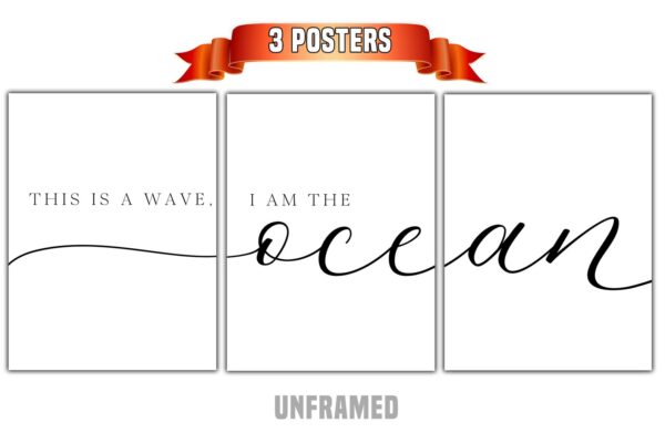 This Is A Wave, I Am The Ocean, 3 Piece Poster Print, Minimalist Art, Home Wall Decor, Multiple Sizes