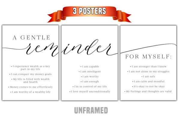 A Gentle Reminder, 3 Piece Poster Print, Minimalist Art, Home Wall Decor, Multiple Sizes