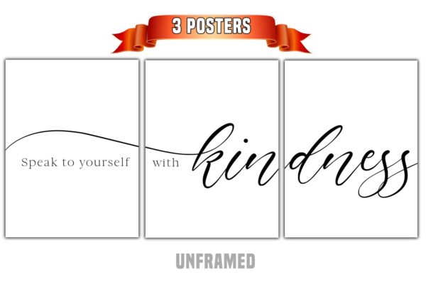 Speak To Yourself With Kindness, 3 Piece Poster Print, Minimalist Art, Home Wall Decor, Multiple Sizes