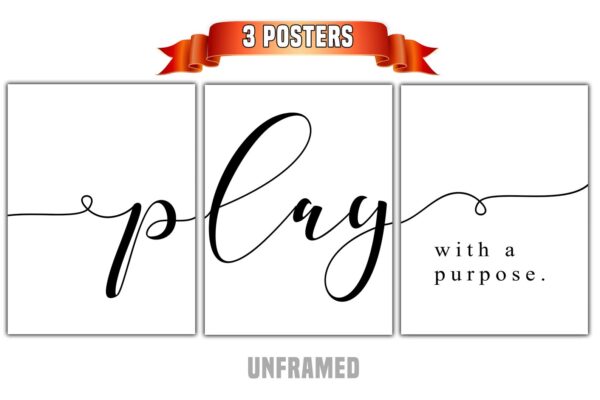 Play With A Purpose, 3 Piece Poster Print, Minimalist Art, Home Wall Decor, Multiple Sizes