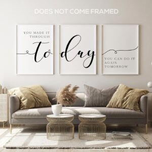 Made It Through Today, 3 Piece Poster Print, Minimalist Art, Home Wall Decor, Multiple Sizes