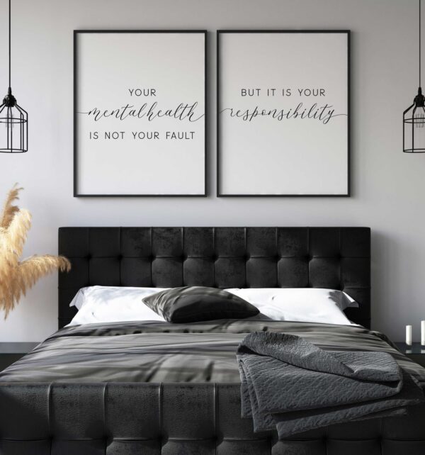 Your Mental Health Is Not Your Fault, Wall Poster, Set of 2 Prints, Multiple Sizes, Home Wall Art Decor