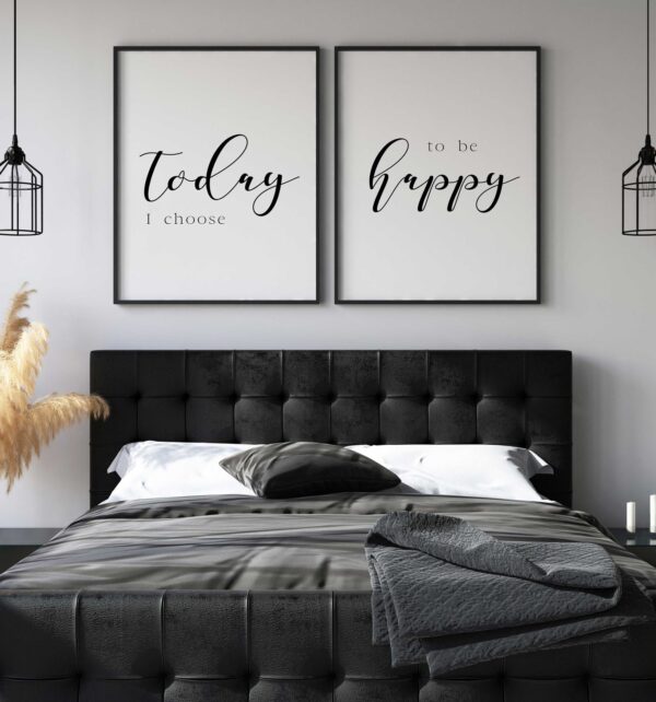 Today I Choose To Be Happy, Wall Poster, Set of 2 Prints, Multiple Sizes, Home Wall Art Decor
